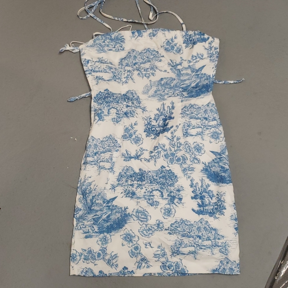 Princess Polly Luksa dress, in white/blue